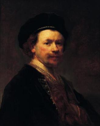 Rembrandt van Rijn, Self-Portrait, c. 1636-38, Norton Simon Museum, Rembrandt was his own favorite model, and there is no moment in the artist's biography that he did not vividly represent. Rembrandt portrays himself here in the characteristic beret that had been associated with the artistic milieu since the sixteenth century. The chain around his neck was a symbol of prestige awarded to artists, often by a noble patron. The combination of elegant attire and an artist's attributes elevates Rembrandt to the status of a fine artist. This distinction was important at a time when artists were only beginning to realize their social standing among the creative elite.
