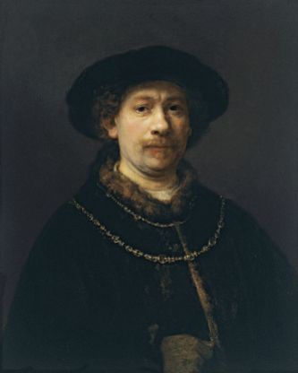 Rembrandt van Rijn - Self-portrait wearing a Hat and two Chains c. 1642